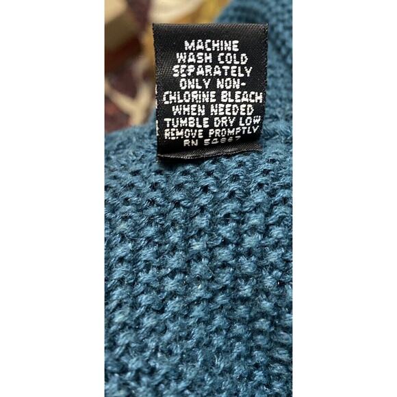 Vintage Structure Sweater Mens XL Blue Green Ramie/Cotton Oversized Relaxed Boxy - Picture 7 of 8